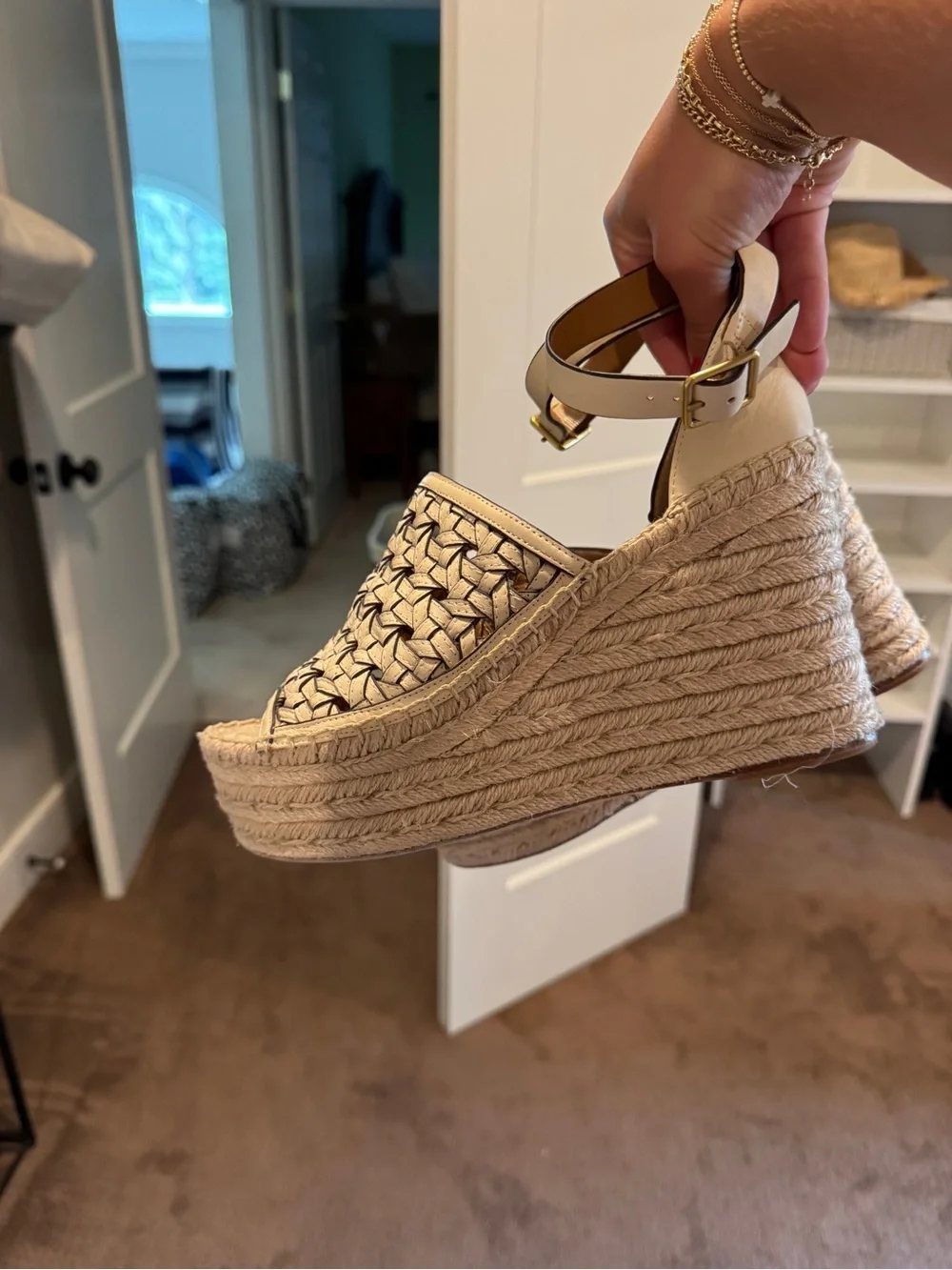 Tory Burch Basketweave Espadrille Wedges